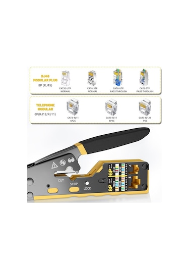 Primex Px-8070y Rj45/rj11 Cat6/cat7, Yeni Nesil Ez Rj45 Pense Cat6 Cat7, Yeni Nesil Pense Cat7 Bıçaklı