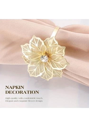 Trendooze Gaojunshop01 2 Adet Gümüş-bronz Peçete Halkası, Düğün Dekoru Pul Çiçek Gümüş