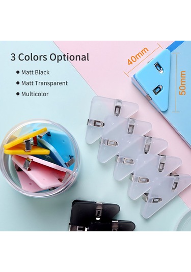 Vkemall Sj-01 Pet Kağıt Klembi 5 Adet/kutu - Siyah, 40 Yaprak Kapasitesi, Triangular Köşe Tasarımı Gümüş