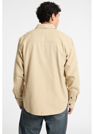 Erkek Uzun Kol Cepli Gömlek - Bej Bej