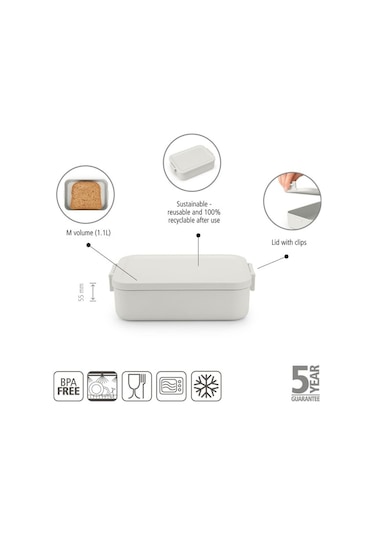 Brabantia Make Take Lıght Grey Plastik Orta Boy Yemek Taşıma Kabı 1.1l Gri