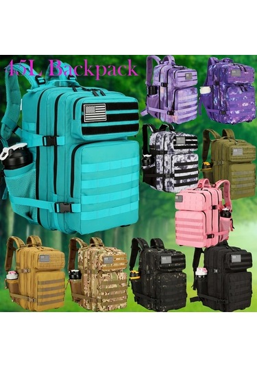 Dashanshop 11.89gal Army Green Sırt Çantası Günlük Spor Fitness Kamp Yürüyüş Okul Seyahat Çanta Hediye Altın