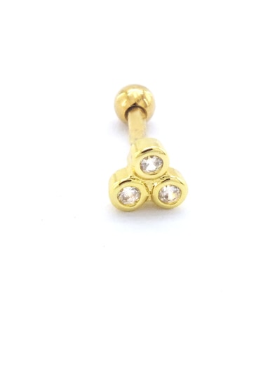 Ferizz Altın Kaplama Zirkon Taşlı Üç Top Piercing Prc-142 Altın
