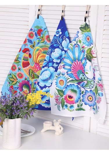 Kuz'kina Hatka 3'lü Mutfak Havlusu Seti 211344445 Açık Mavi