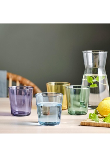 4 Adet Cam Bardak Seti Çok Renkli Meridyendukkan 30 Cl, 4 Adet