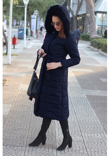 Barbora Günlük Kışlık Tam Boy Şişme Kadın Mont bt180lacivert4