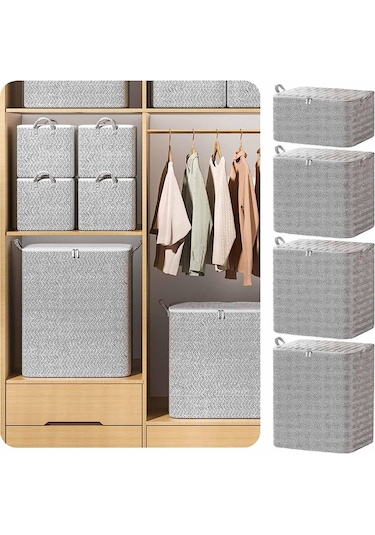 Neevoyu Ev İçi 110l Büyük Kapasiteli Saklama Kutusu 48x44x48cm 2 Adet - Dayanıklı Kumaş, Toz Proof, Çift Yönlü Metal Fermuar Diğer