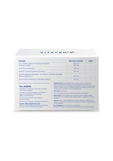 Vitafenix Brokolive Brokoli Ekstresi Ve Bitki Ekstreleri İçeren Takviye Edici Gıda 60 Kapsül