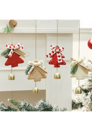 Moveevo Pudra Pembe Yumuşak Plüvli Noel Ağaç Takısı - Zil Sesli Araç, Çanta Ve Kapı Süsü, Noel Festiviti Dekorasyonu