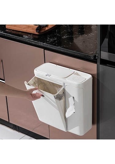 Suntek Magideal Kapaklı Asılı Çöp Kutusu Kağıt Sepeti Beyaz