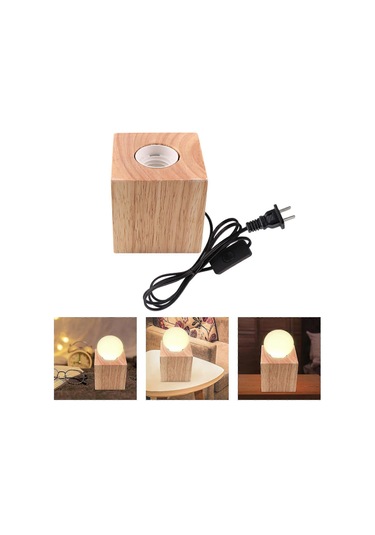 Retro Stil E27 Ahşap Tabanlı Masa Lambası Gece Prizi Tutucu 0007 Diğer