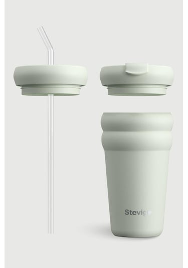 Stevig 3 Bubble Two-cap Straw Tumbler Çelik Termos 600 Ml Lightest Sky St-247 Su Yeşili