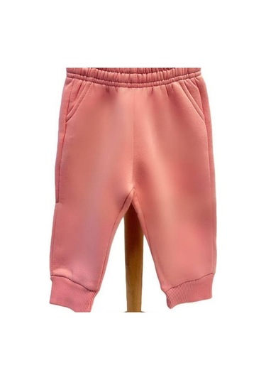 Kız Bebek İçi Şardonlu Kalın Eşofman Alt-15455 Pembe