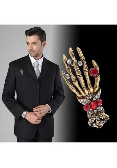 Dancemonkey Jzcat Erkek Moda Takım Elbise Püskül Metal Korsaj Yaka Pin-xz35/ Altın