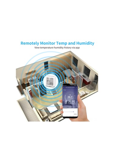Mufunye Akıllı Wifi Ve Bluetooth Özellikli Dijital Termometre Nem Ölçer - Lcd Ekranlı, Alarm Fonksiyonlu, Alexa Uyumlu