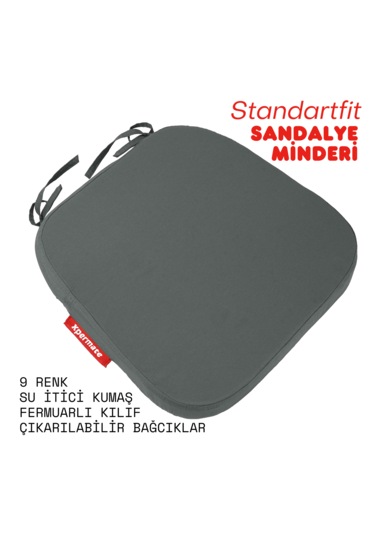 XPERMATE Standartfit Oval Sandalye Minderi 42x42x5 Antrasit