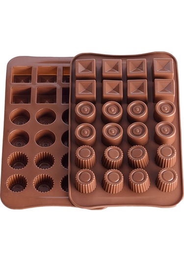 Xiyyadms 24 Hücreli Gıda Kalitesi Silikon Fırın Kalıbı - Çikolata, Kurabiye, Buzluk İçin Dıy Hamur Kalıbı Kahve Rengi Çok Renkli