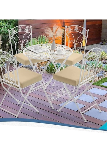 Sandalye Minderi Yemek Sandalyesi Dış Mekan Sandalye Ve Bahçe Minderi İç Mekan 4 Adet Krem