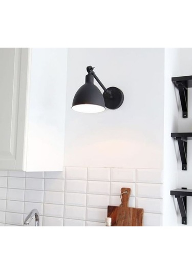Rsylight Retro Metal Mafsallı Dekoratif Rustik Aplik Siyah