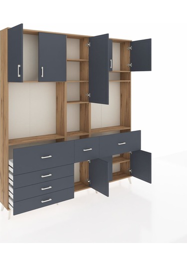 Arges Dolap 10 Raflı 6 Çekmeceli 8 Kapaklı 220x30x243 Çam-antrasit/antrasit Antrasıt/antrasıt Arges Dolap 10 Raflı 6 Çekmeceli 8 Kapaklı 220x30x243 Çam-antrasit/antrasit Antrasıt/antrasıt