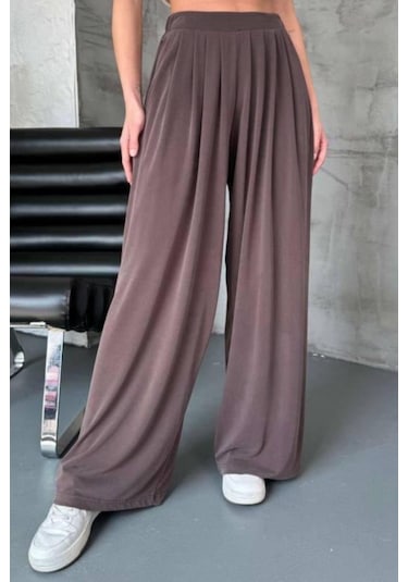 Feela Moda Premium Modal Kumaş Pileli Şalvar Kadın Pantolon 2012 Vizon