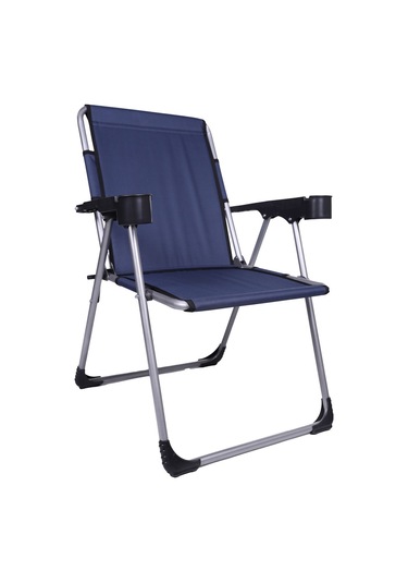 Alin Metal 2 Kişilik 140 Kg Taşima Kapasiteli 2'li Lüks Bardaklıklı Kamp & Piknik Sandalyesi Metal 3 Lacivert