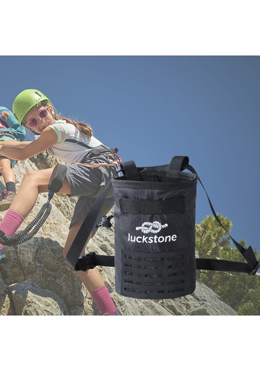 Vkemall Kaya Tırmanma Ve Kamp İçin Anti Kayma Kuru Eller Toz Çantası, Bel Bağlı Poliester Torba + Toz Fırça Siyah