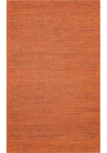 Fine Choti Rust Terra Flatweave El Dokuma Naturel Jüt Hasır Halı