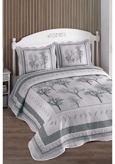 Örtüm Palmira Çift Kişilik Kapitone Yatak Örtüsü Takımı - Gri