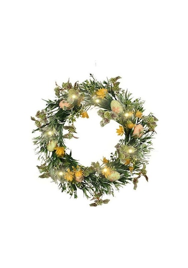 Yunboo Paskalya Işıklı Su Otlu Yumurta Süsü - Plastik Yeşil Bitki Dekorasyonu - Kapı Asmalı Festivite Aksesuarı