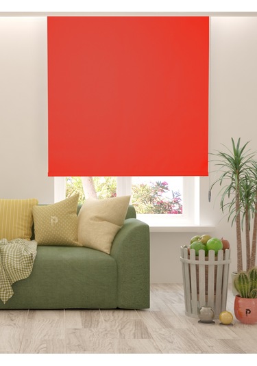 Br Perle Kırmızı Renk Düz Mekanize Stor Perde Yüksek Kalite Metropol Serisi Kırmızı