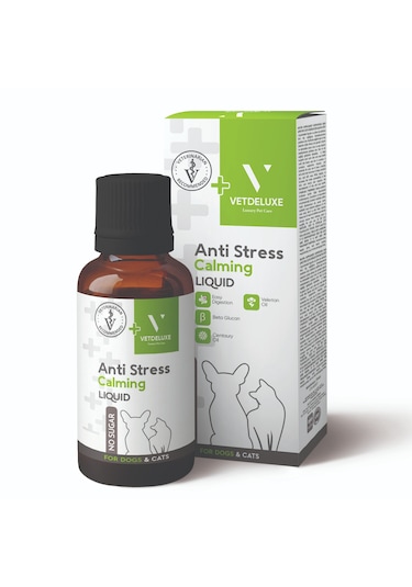 VETDELUXE Calming Anti Stress Kedi ve Köpekler İçin Sakinleştirici ve Rahatlatıcı Sıvı Damla 100 ml
