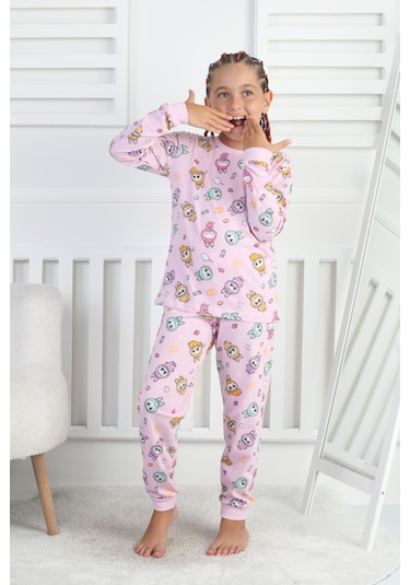 Labubu Desenli Kız Çocuk Takımı Pembe