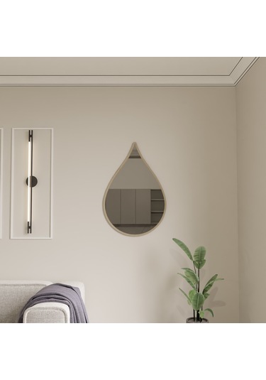 Dekoratif Damla Tasarımlı Pleksi Aynalı Duvar Dekoru Krem