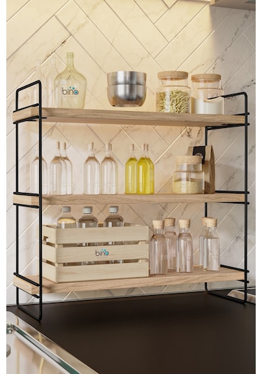 Bino Masaüstü Tezgahüstü Düzenleyici Organizer Çok Amaçlı Mutfak Banyo Rafı Siyah