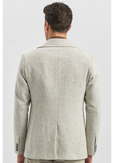 Kaşe Kırlangıç Yaka Desenli Astarlı Slim Fit Dar Kesim Klasik Mont 1007245150-açık Bej Açık Bej