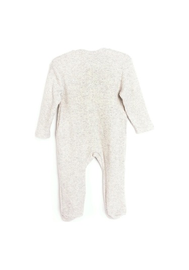 Luess Unisex Bebek Ayıcık Nakışlı Rahat Kalıp Tulum 0 Ay - 9 Ay Ekru