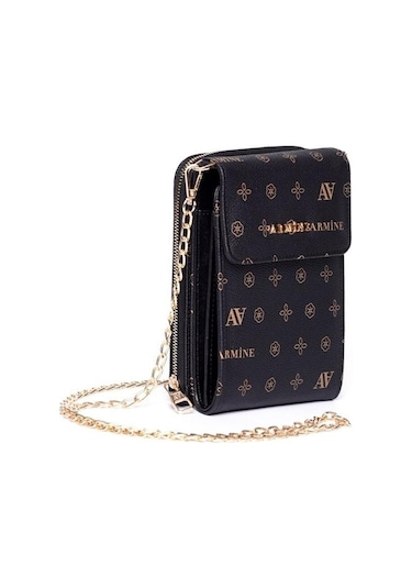 Armine Armine 266 Cüzdan Siyah Baskılı Kadın Çanta Siyah