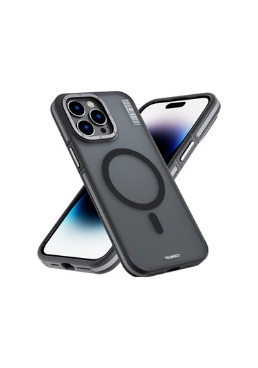 Youngkit iPhone 14 Pro Max Uyumlu Kılıf Magsafe Şarj Özellikli Youngkit Rock Sand Serisi Kapak
