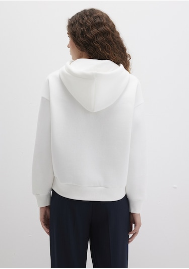 Mavi - Mavi Logo Baskılı Kapüşonlu Ekru Sweatshirt 168334-81964 Beyaz