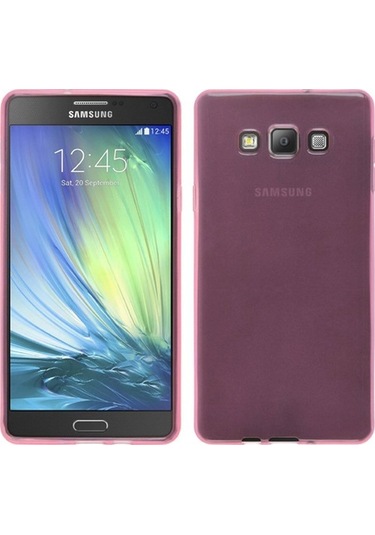 Samsung Galaxy A7 (A700) Kılıf Soft Silikon Şeffaf-Pembe Arka Kap
