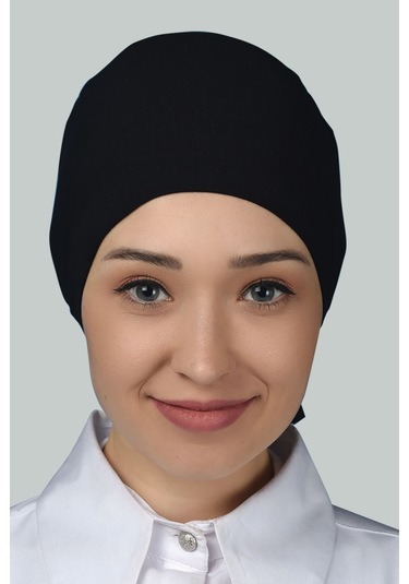 Altobeh Kadın Pratik Dikişsiz Bağcıklı Kaymayan Tesettür Penye Bone - Siyah