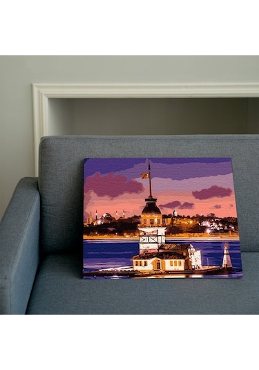 Sayılarla Boyama Seti 40 X 50 Cm Tuval Şasesine Gerili Kız Kules
