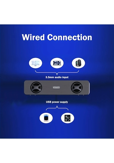 Primepickings Mikro Bilgisayar Hoparlörü Matte Black Kablolu Küçük Masaüstü Ses Sistemi