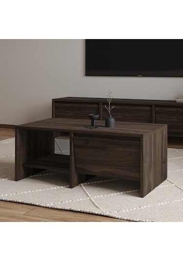 Laris Kapaklı Orta Sehpa 90 Cm Modern Tasarım Ceviz