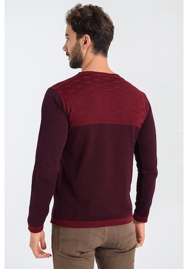 Heyss Bisiklet (Sosis) Yaka Bordo Erkek Triko Kazak Bordo