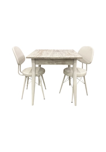 Mendel Masa Ve Eyfel Sandalye Takımı, Kristal, 70x70 Beyaz