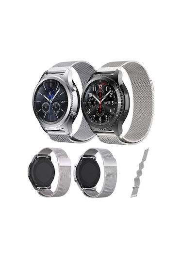 Samsung Uyumlu Gear S3 Kordon Frontier & Classic Metal Örme Kayış