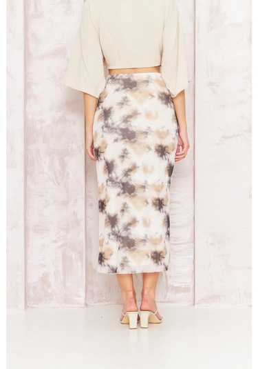 Kadın Bej Astarlı Tül Etek Dm2037 Bej