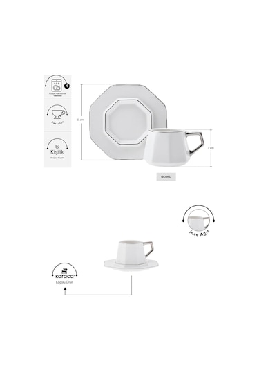 Karaca  Zeher 6 Kişilik Kahve Fincanı Takımı 90 ml